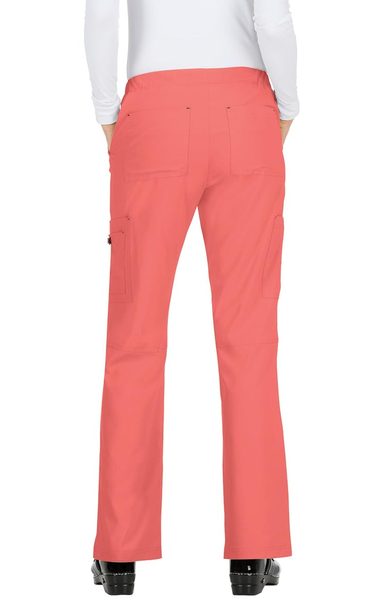 KOI Basics Holly Women's 8-Pocket Stretch Cargo Scrub Pants Coral Large Tall - Image 2